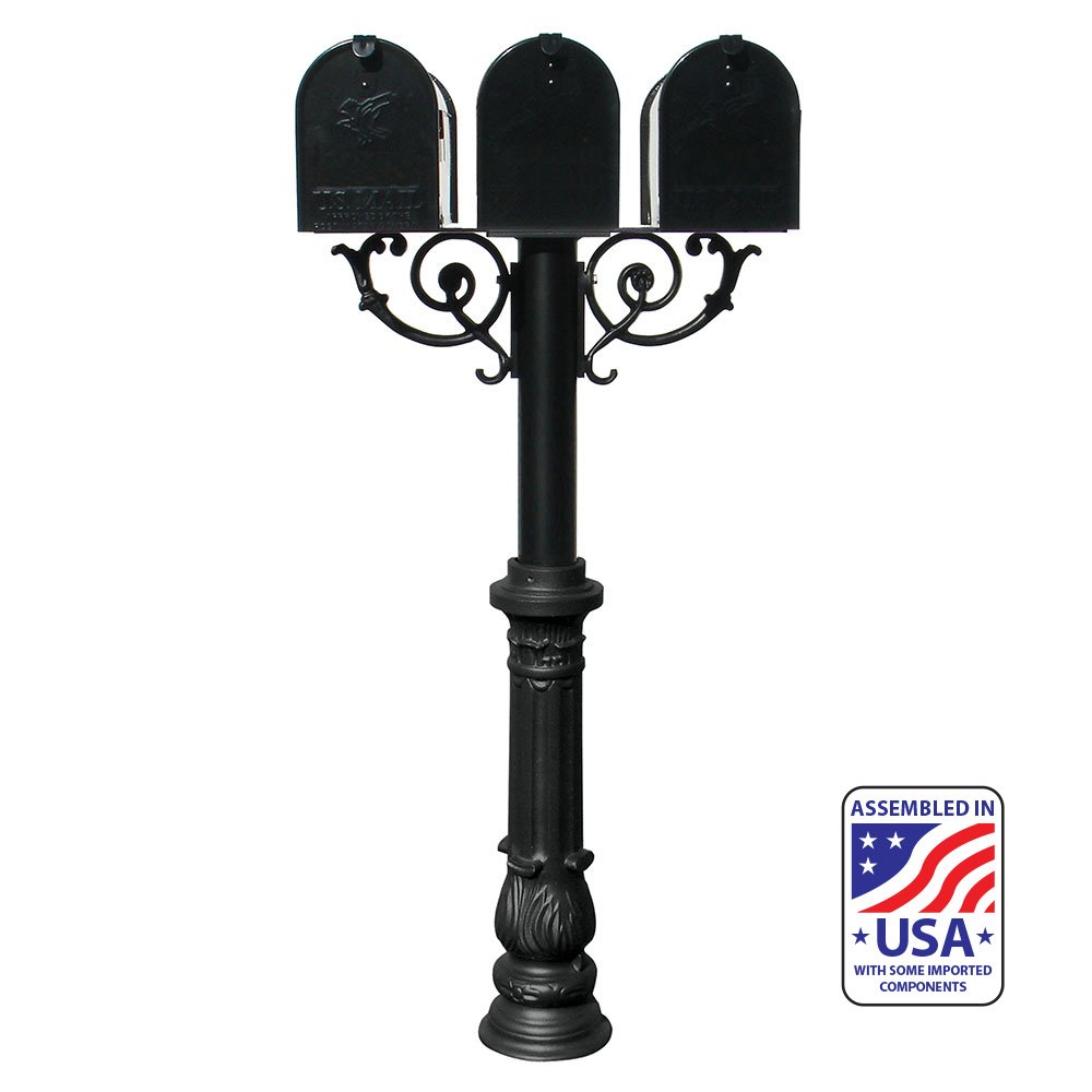 Mailbox Post Support Hanford Triple Mailbox Post System with Economy Mailboxes and ...